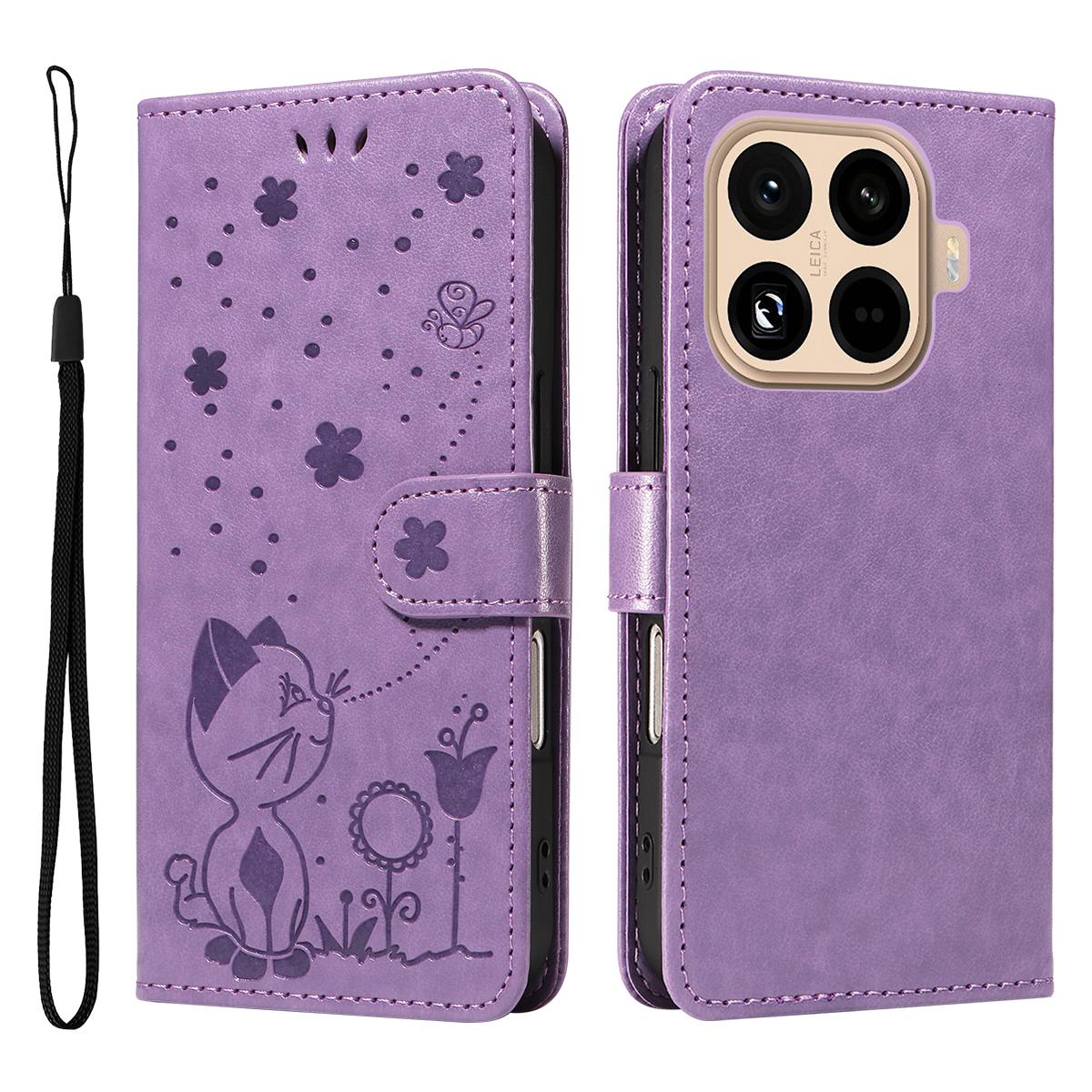 

For Xiaomi 15T Pro Leather Wallet Case Cat Bee Pattern Phone Cover Stand