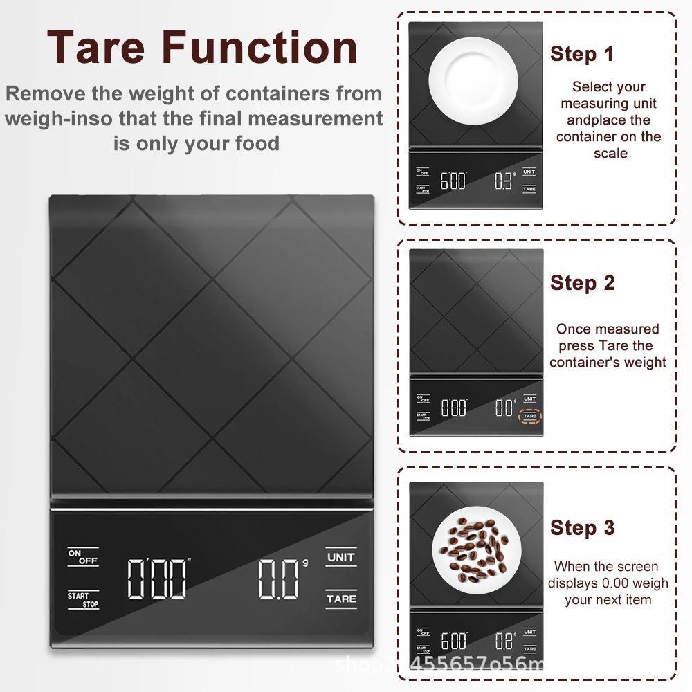 Italian Coffee Scale 0.1g Precision, Touch Button, Hand-Brew, Compact for Kitchen or Home Bar.