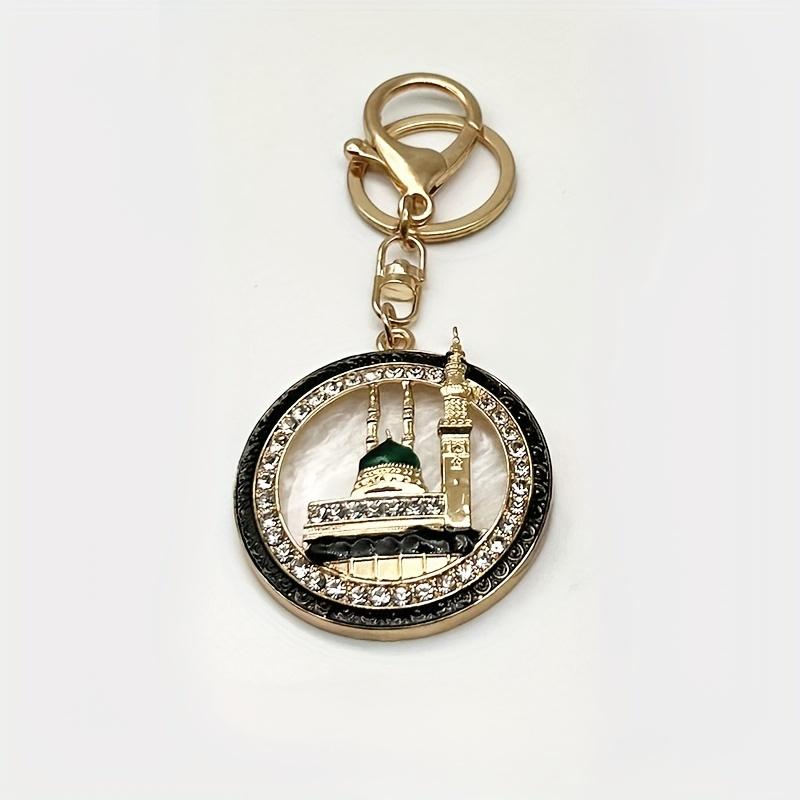 

1 шт. Исламский брелок в виде мечети с искусственными стразами, металлическая подвеска для сумки, автомобильный подвесной аксессуар, идеальный подарок для семьи и друзей чёрный
