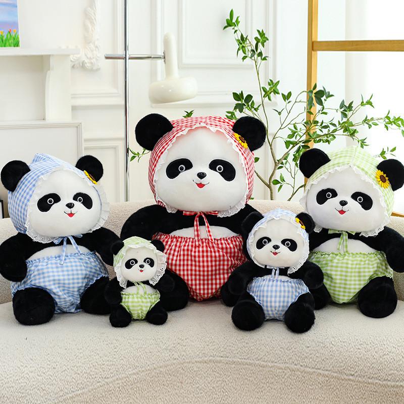 Cap Flowers Panda Plush Toy Cartoon Stuffed Animal Doll Decoration Kids Gift