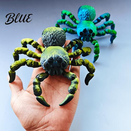 3D Printed Spider Desk Decor Fidget Toy with Eyes, Large Articulated Figurine Realistic Bionic Flexible Joints, Halloween Desktop Decoration for Home