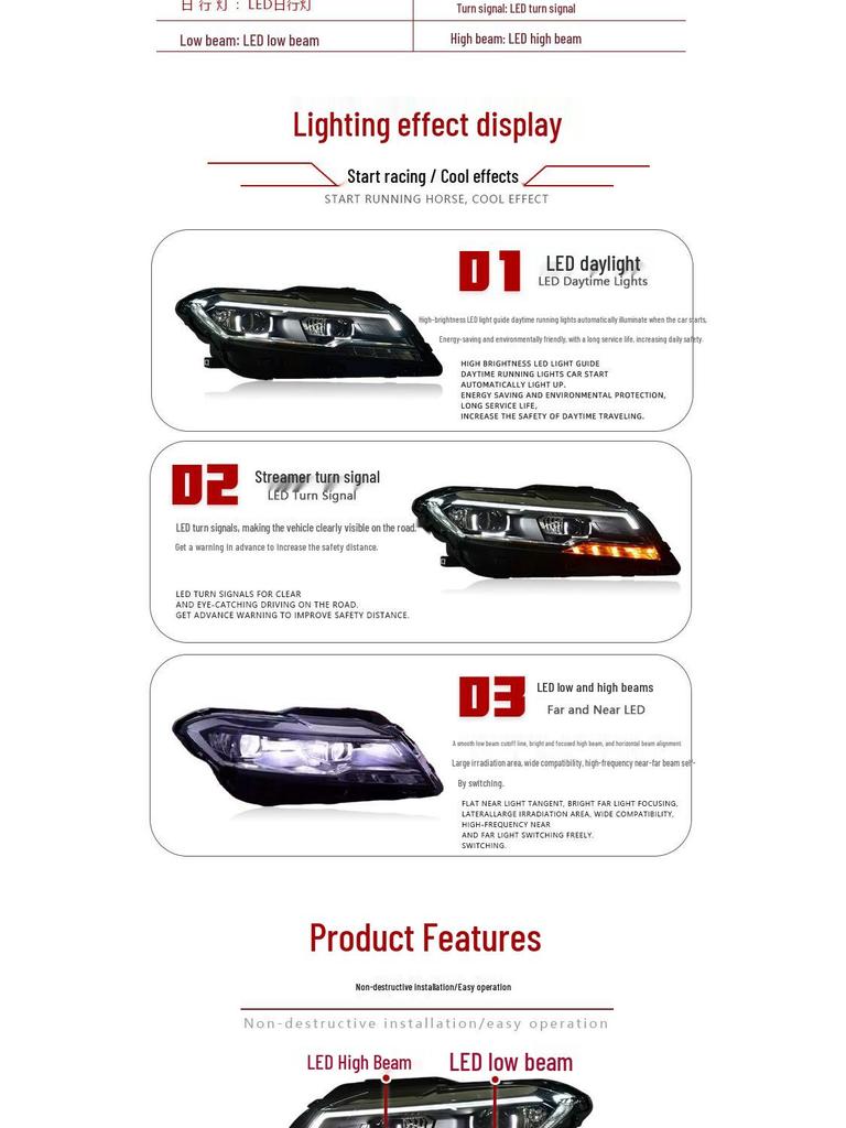 Volkswagen Lavida 18-22 LED Headlight Assembly with DRL & Sequential Turn Signals