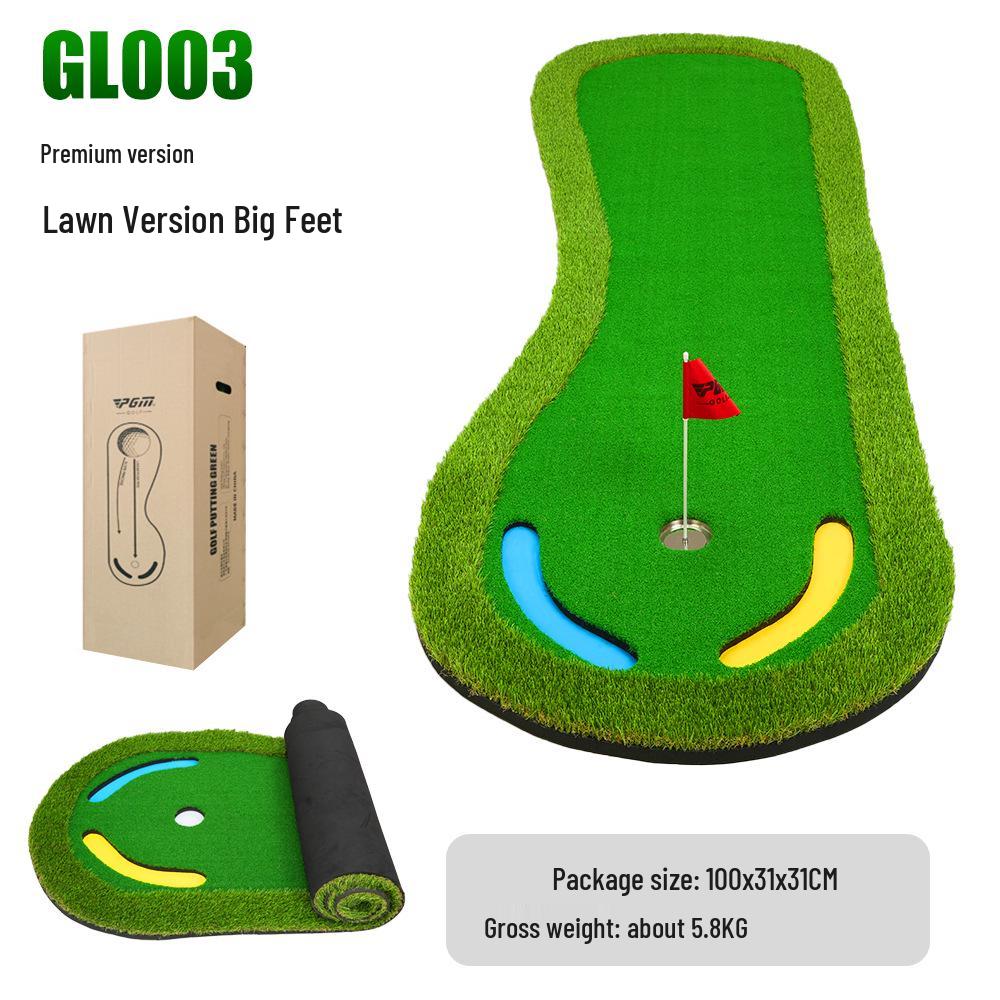Indoor Golf Putter Practice Mat with Big Footprint - Non-Slip Home Use Mini Green