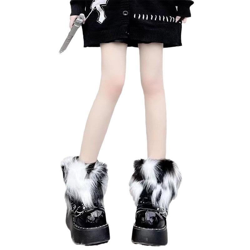 Imitation fur foot cover plush socks cover medium tube women's long short leg guard warm color boot cover stacking socks