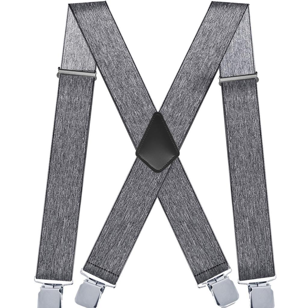 Doucharming Herren 5cm Elastische X-Form Verstellbare Hosenträger mit Metallclips