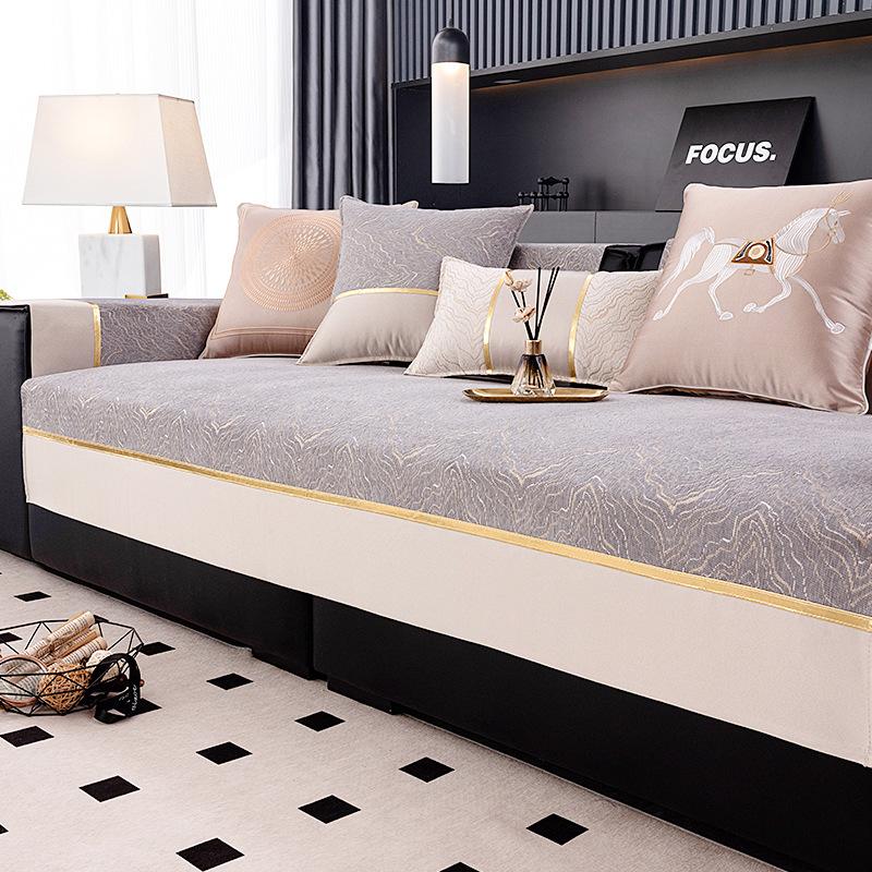 New Sofa Cushion Four-Season Universal Straight Row Sofa Cover Cloth Seat Cushion Light Luxury High-Grade Leather Sofa Cover