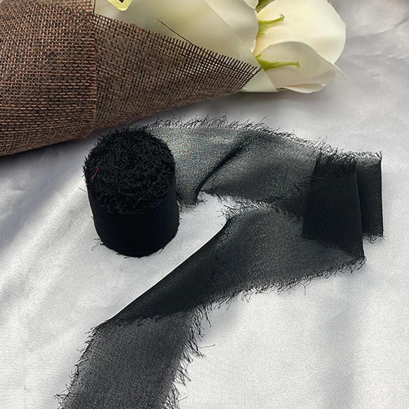 

cintas para manualidades Rose Lace Ribbon Cinta Chiffon Silk Ribbon Lace For Ties Handmade Ripped Flower Bouquet Wrap Decoration 5 Meters