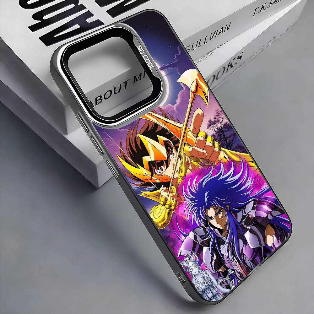 S-Saint S-Seiya Anime Colorful Silver Back Phone Case For IPhone 17 16 15 14 13 12 11 Plus Pro Max Plus
