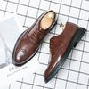 Fashion 2025 Trendy New Men's Leather Casual Shoes Retro Brown Brogue Shoes Luxurious Banquet Men's Formal Shoes High-end Quality