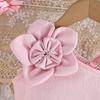 Summer New Style Asymmetrical Shoulder Strap Floral Top + Solid Color Lace Flared Pants Two-Piece Set Children's Clothing