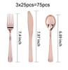 75pcs Gold Plastic Silverware- Disposable Gold Glitter Plastic Cutlery- Plastic Flatware Includes 25 Forks, 25 Spoons, 25 Knives