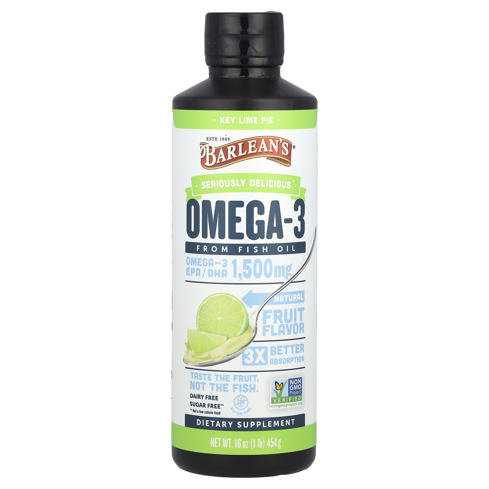 

Barlean S, Seriously Delicious®, Omega-3 from Fish Oil, Key Lime Pie, 454G (16Oz)