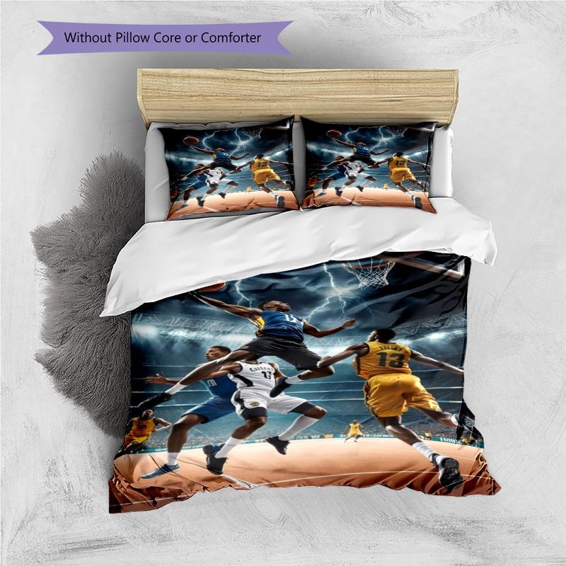 Lightning Basketball Game Stadium Print 3‑Pieces Duvet Cover Set Sport Theme Bedding Bedroom Home Decor Without Pillow Core Comforter