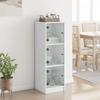 Highboard with Glass Doors White 35 X 37 X 109 Cm