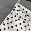 2025 Spring/Summer Women's Polka Dot High Waist Denim Shorts - Trendy Hong Kong Style, Washed Cotton, Wide Leg Fit