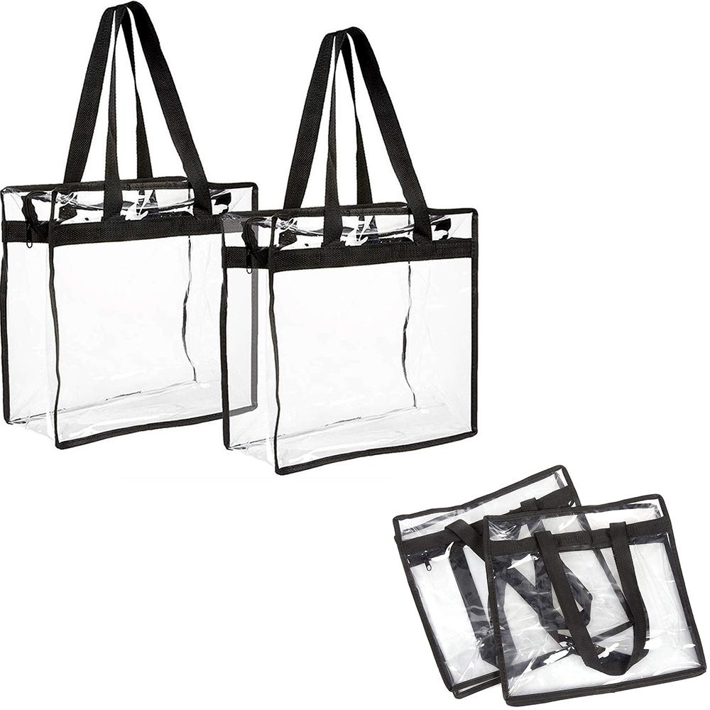 2/4Pcs Large Capacity Clear Tote Bags Multipurpose Clear Lunch Bag with Zipper Flexible Transparent Shoulder Bag for Work School