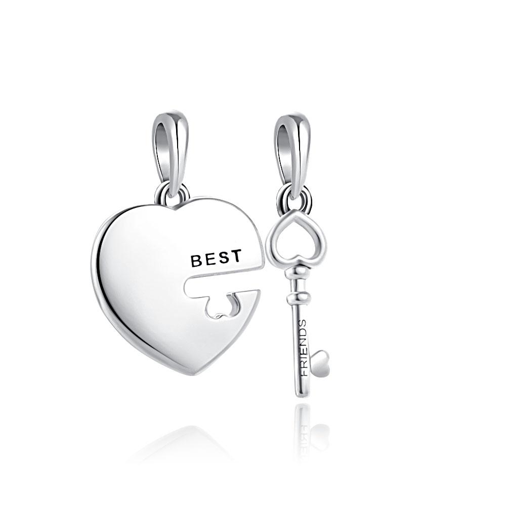 Lock Charm Fit Original Bracelet Love Locks Keys Double Heart Bead Diy Women Jewelry Giftcopper Trinket Jewelry Party Gift