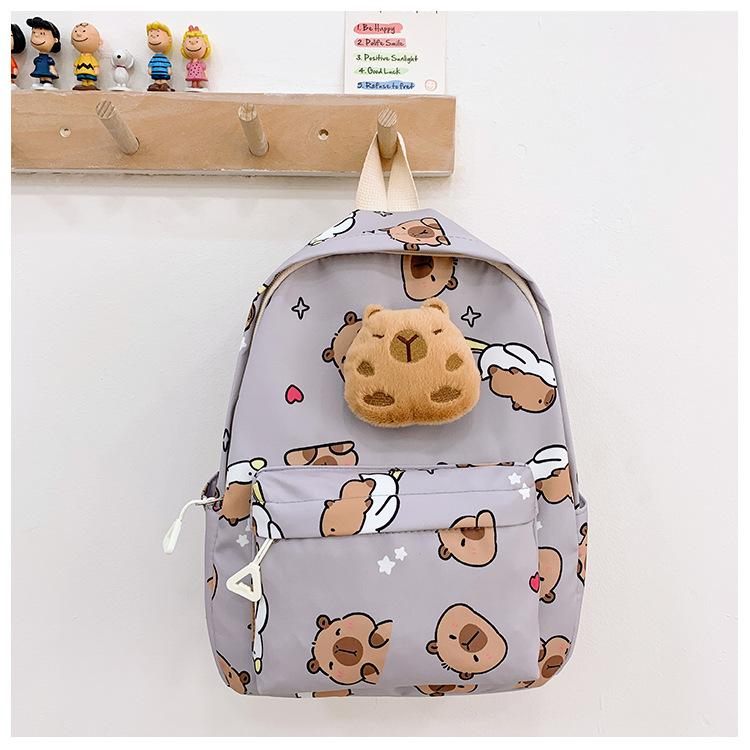 

School bag New Kapibara cartoon bag for boys and girls Casual and lightweight book bag сірий колір