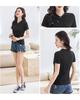 Enhanced Slim Fit Minimalist Cotton T-Shirt with Chinese and Korean Style Buttons - Short Sleeve Women's Top