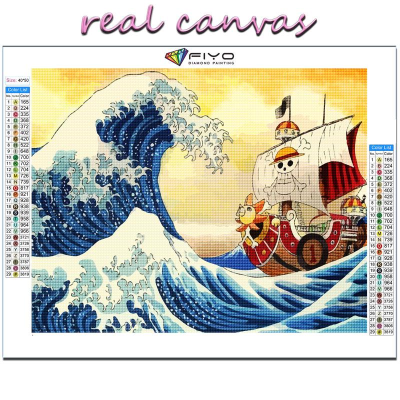 Japanese Anime Comic The Great Wave Diamond Painting Wall Art Decor Diamond Embroidery Mosaic Kids Room Decor Cuadros Posters