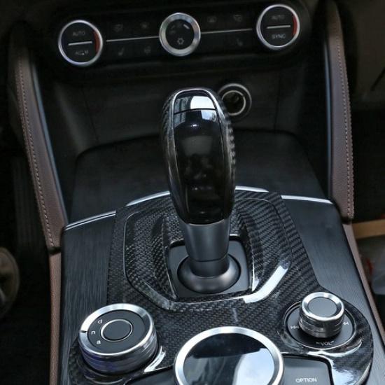 Pokrywa Gałki Zmiany Biegów z Prawdziwego Włókna Węglowego do Alfa Romeo Giulia Stelvio 17-20