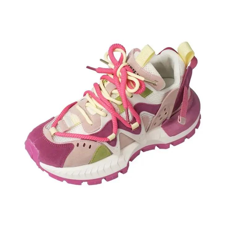 Mode Neue Damen Leichte Sneaker Mode PU-Leder Runde Zehenpartie Plateau Sport Schnürschuhe Walking Damen Vulkanisierte Schuhe Höhenerhöhend