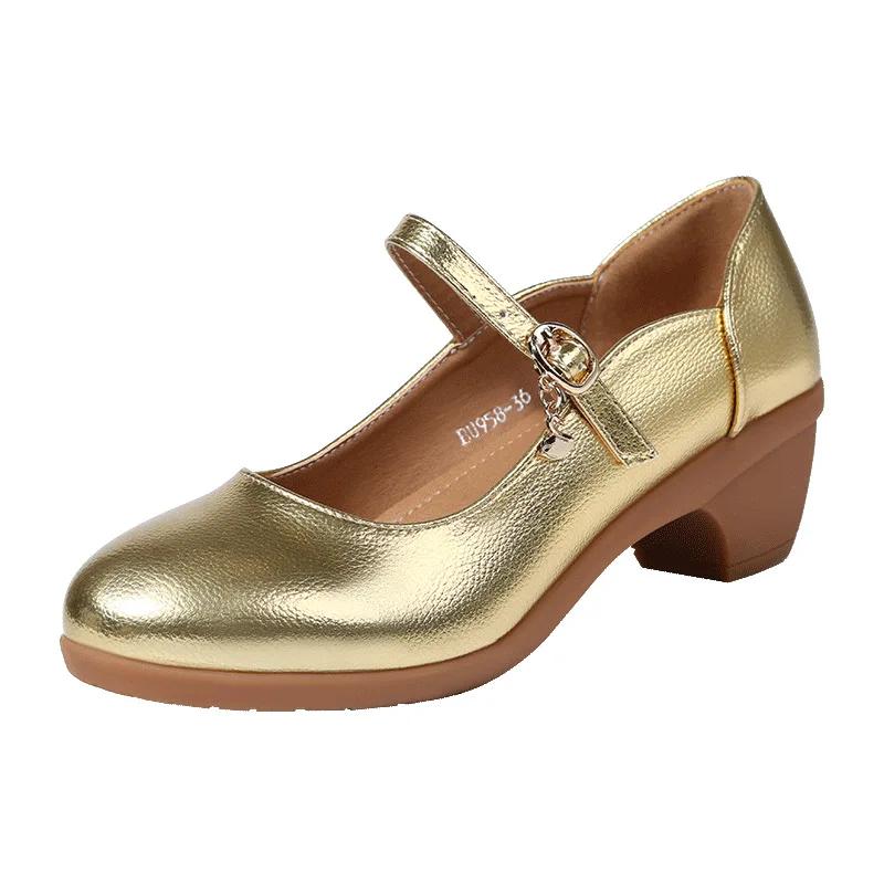 fashion women square heel dancing shoes ankle strap Mary Jane round toe comfortable ladies dancing party work wedding