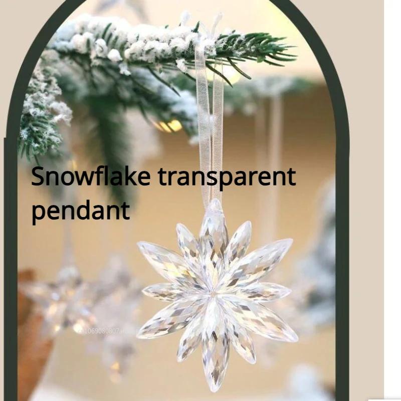 3pcs/bag 2025 Christmas Decorations Christmas Transparent Snowflake Pendants for Winter New Year Tree Home Party Ornaments