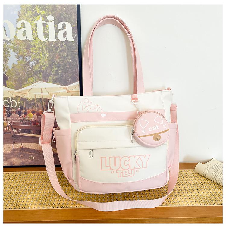 Torba na ramię damska prosta rekreacyjna studencka torba tote o dużej pojemności z nadrukiem literowym torba listonoszka