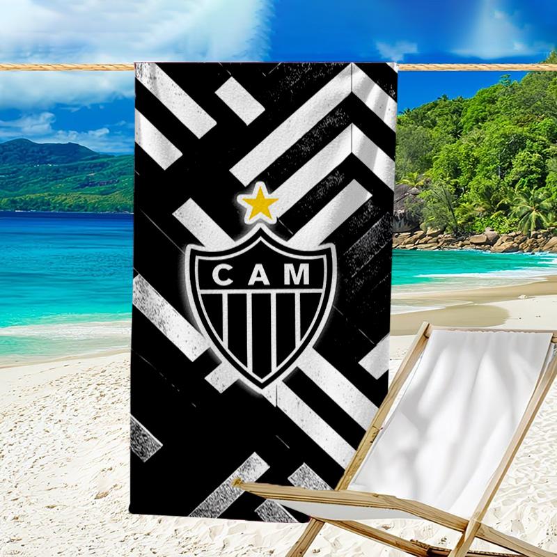 Black And White Stripes With Shield Printed Beach Towel, Super Soft Microfiber, Perfect Gift Birthday, for Pool, Beach, Travel, for family and friend