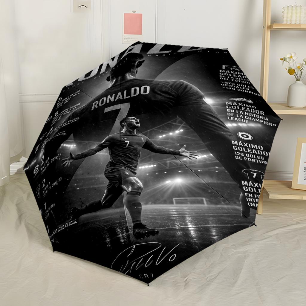 Ronaldo's Legacy Sports Automatic Umbrella Compact 8-Rib Lightweight Lightweight Durable Everyday Carry Umbrella Compact Folding Umbrella