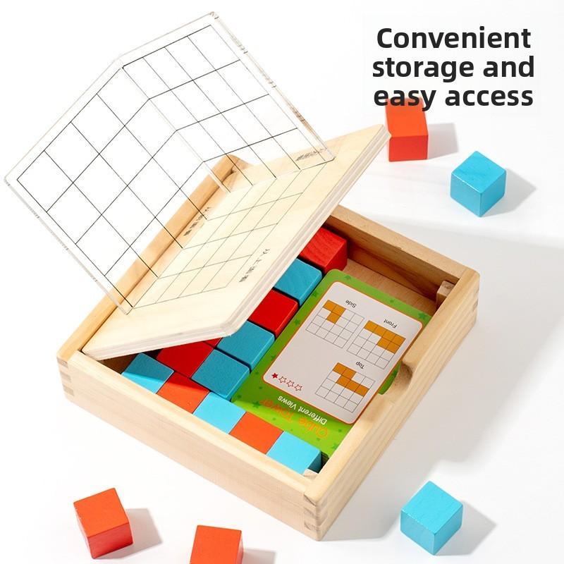Wooden Space Cube Educational Toy For Elementary Students With Grid Observation For Math Learning