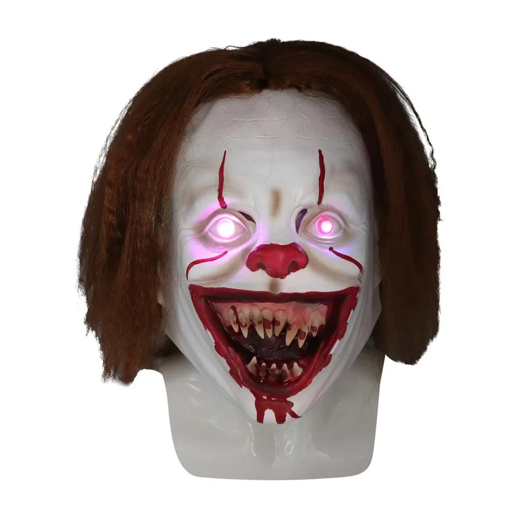 Joker 2 Latex Glow Cosplay Mask Horror Halloween LED Wig
