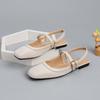 Spring New Woven Patchwork Mary Janes Women Elegant Square Toe Ballet Flats Comfortable Shallow Mouth Office Lady Single Shoes