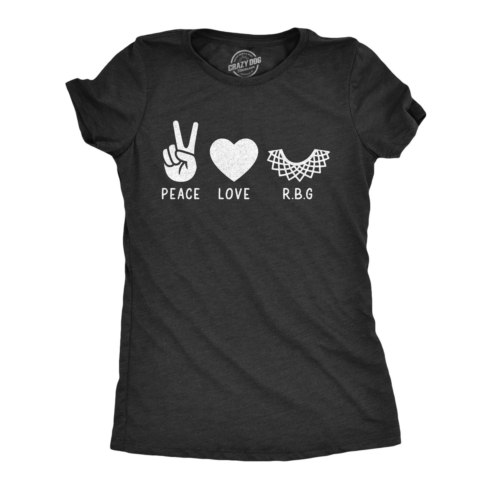 Womens Peace Love RBG T Shirt Ruth Bader Ginsburg Supreme Court Justice Protest L