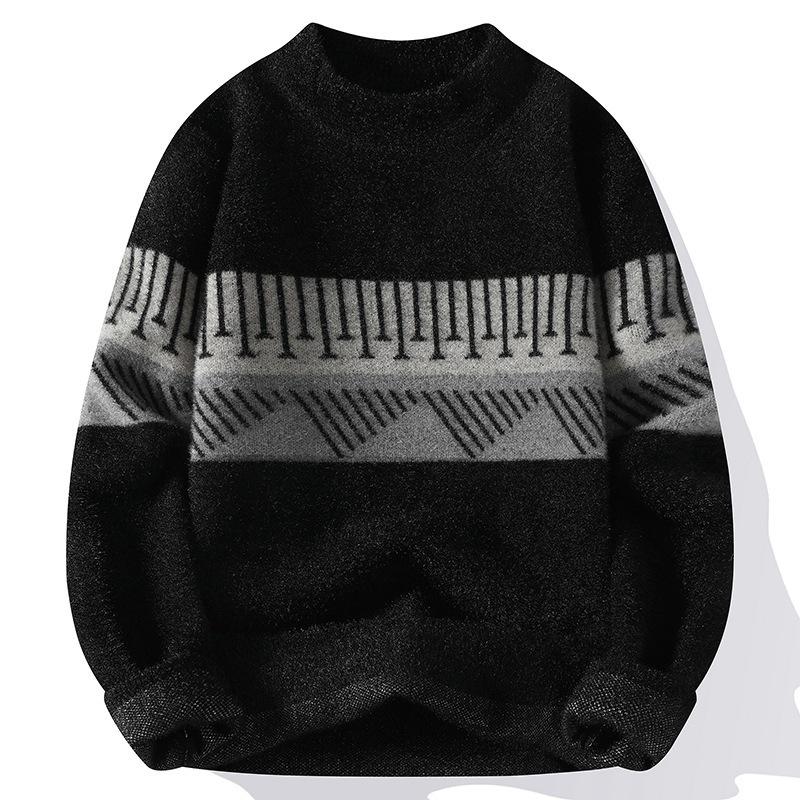 

Hot Sale, New Knitted Crew Neck Sweater in Autumn and Winter, Men s Bottom Knitted Sweater and Sweater M чорний