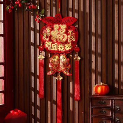 Flocking Fu Character Spring Festival Hanging Pendant With Tassels Door Wall Ornament Fu Character Pendant 3D Design
