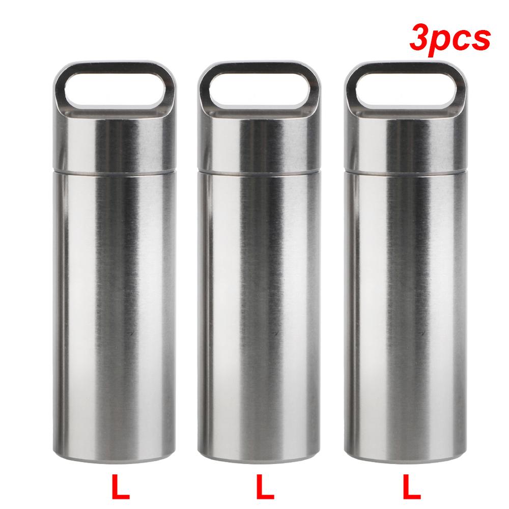 S M L Pill Storage Box Metal Phial Pill Case Portable For Firstaid Camping Pendant Medicine Boxes Waterproof Stainless Steel