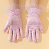 Mode Punkt Elastische Spitze Handschuhe Etikette Geburtstagsparty Tanzkleid Handschuhe Kurz Braut Hochzeit Rosa Netz Handschuhe