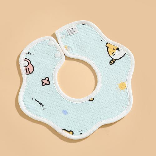 Ins Double-sided Cotton Waterproof Bib Crepe 360-degree Rotating Saliva Towel Children's Breathable Gauze Baby Bib