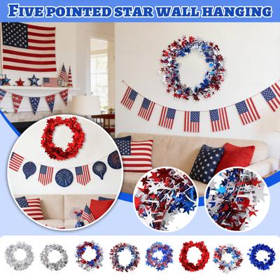 Amerikanischer Unabhängigkeitstag Dekoration Stern Party Farbe Stange Eisendraht Rot Blau Fünfzack Stern Blume