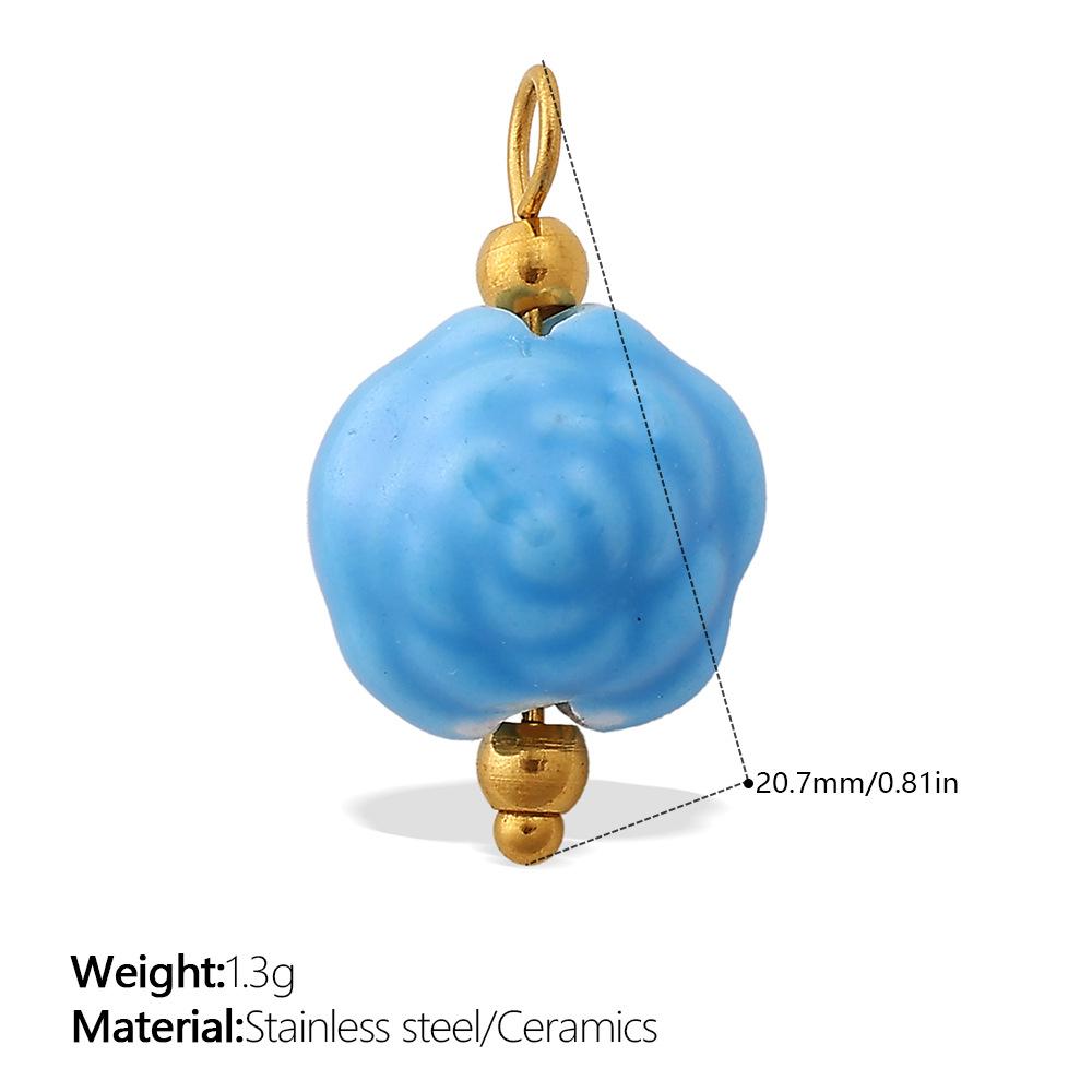 European and American sweet and cool style DIY dopamine ceramic pendant stainless steel plated 18K gold creative jewelry collection