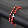 2pcs Double Layer Black Beads Anchor Bracelet Men Hand Rope Braided Lucky Red Rope Women Personalized Student Couple Bracelet