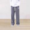 New solid color lace-up sweatpants simple straight men's casual pants corduroy ruffian handsome high-end wide-leg trousers