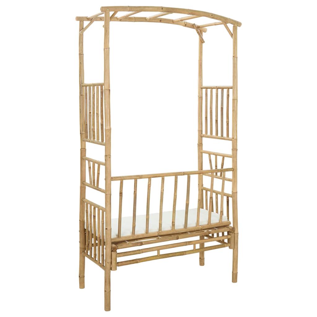 Garden Arch with Bench Cream White 115 X 50 X 205 Cm Bamboo