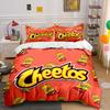 Cheetos Flamin' Hot Pattern Bedding Duvet Cover Set Duvet Cover Pillowcases (1*Duvet Cover 2*Pillowcases, Without Duvet Insert)