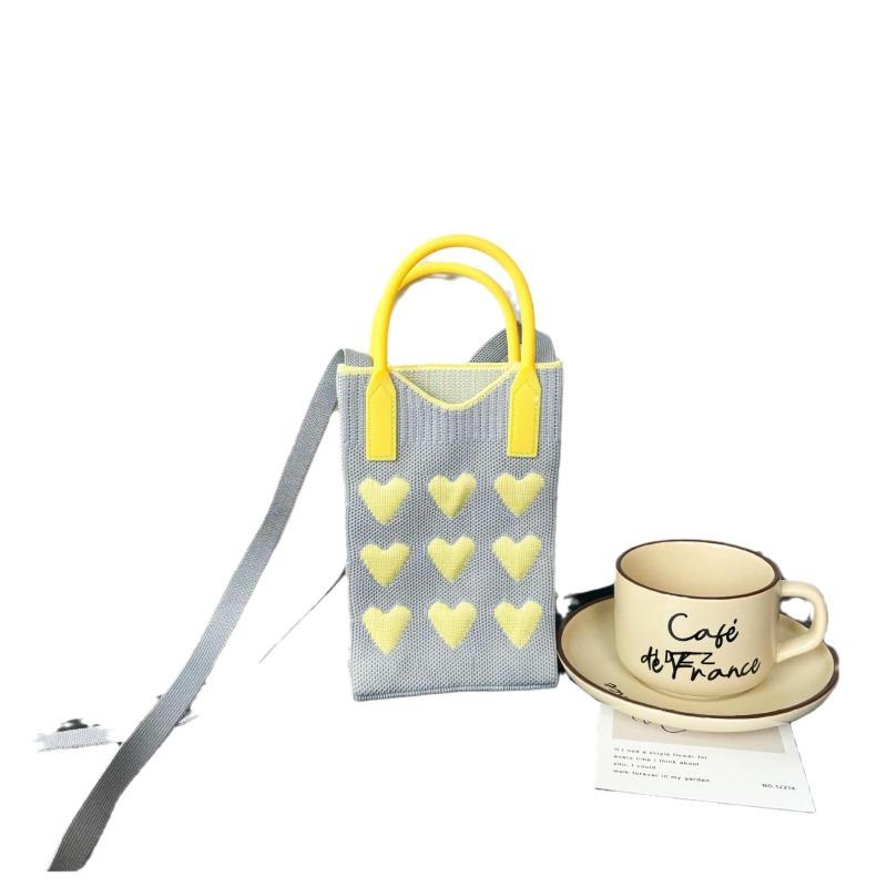 New Love Mobile Phone Bag High-end Knitted Bag Popular Cartoon Cute Portable Storage Messenger Bag