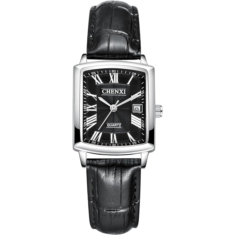 Women s Analog Black Square Watch with Leather Band, Calendar, Waterproof - Fashion Accessory