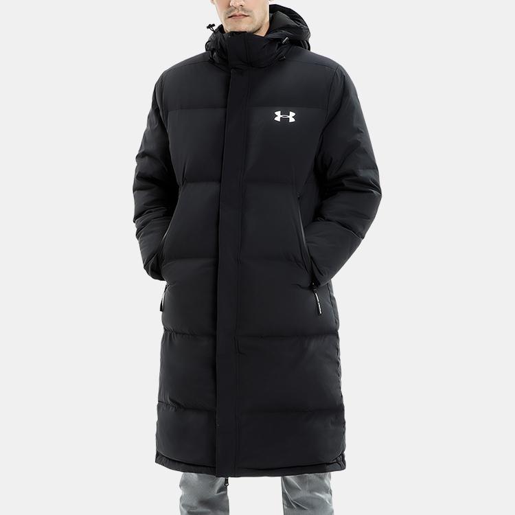 Under Armour Long Hooded Down Jacket Men Outerwear Black 1345057-001