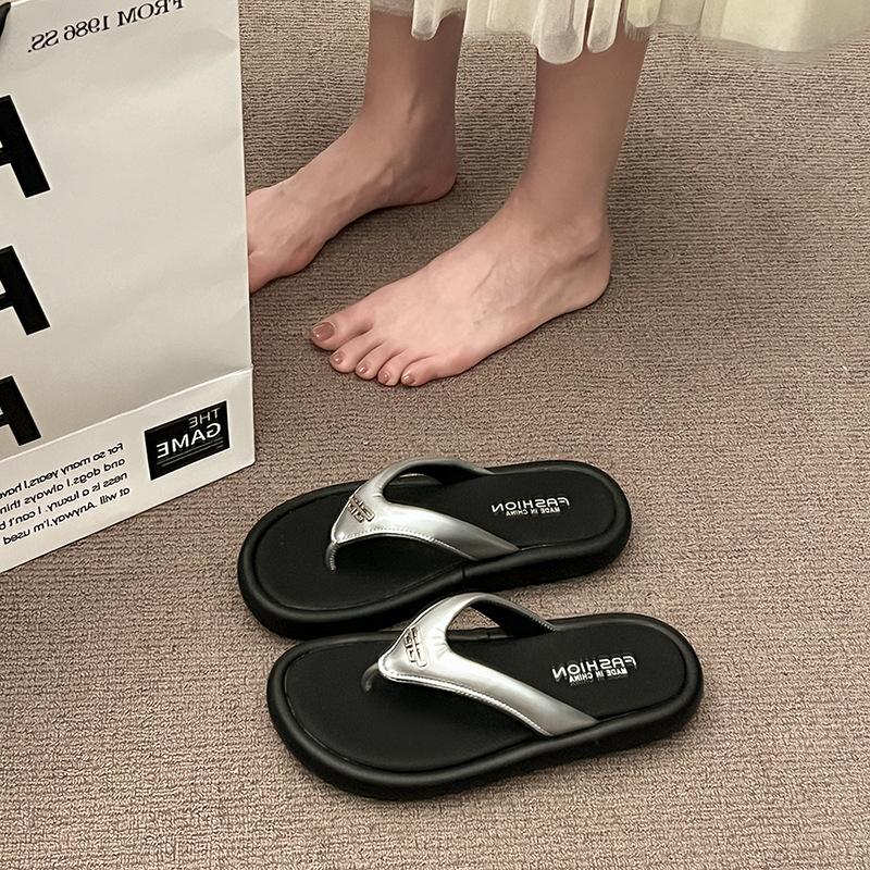 Premium Sense Pinch Foot Flip-flops Shoes Women's Summer Outer Wear Summer New Sandals Non-slip Thick-soled Beach Shoes